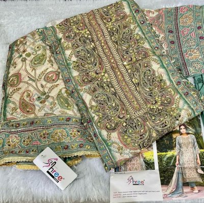 KT -122 by Shree Fab Pure Viscose Maslin digital printed unstitched suit catalogue with low range salwar kameez catalogs