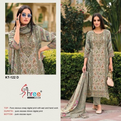 KT -122 by Shree Fab Pure Viscose Maslin digital printed unstitched suit catalogue with low range salwar kameez catalogs