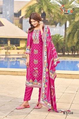 KT 144 by Shree fab Pure Viscose muslin digital dress material with pouch packing Shree fab