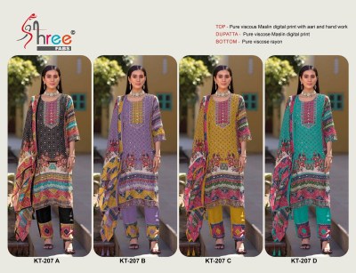 KT-207 by Shree Fab Pure viscous Maslin digital print with aari and hand work suit catalogue  salwar kameez catalogs