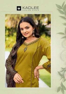 Kadlee Amrita Rayon Slub Kurti Pant Set with Thread & Handwork (S–3XL) readymade suit catalogs