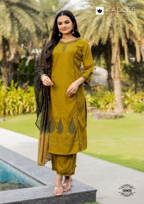 Kadlee Amrita Rayon Slub Kurti Pant Set with Thread & Handwork (S–3XL) readymade suit catalogs