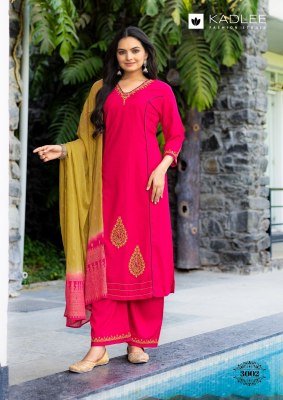 Kadlee Amrita Rayon Slub Kurti Pant Set with Thread & Handwork (S–3XL) readymade suit catalogs