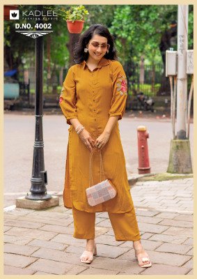 Kadlee Blue Bell Collection Thread & Handwork Kurti Pant Set kurtis catalogs