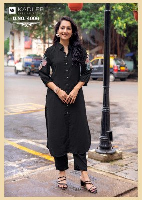 Kadlee Blue Bell Collection Thread & Handwork Kurti Pant Set kurtis catalogs