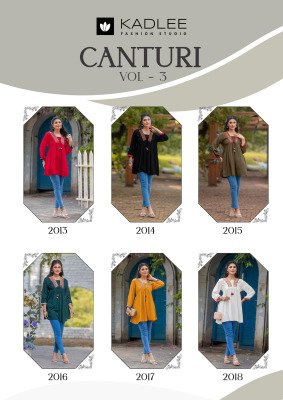   Kadlee Centuri Vol 3  Rayon Wrinkle Kurti with Inner Thread Work And Handwork Wholesale kurtis catalogs