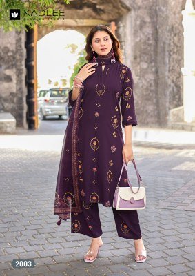 Kadlee Classy Look Rayon Printed Kurti Pant with Organza Printed Dupatta Set kurti pant with dupatta Catalogs