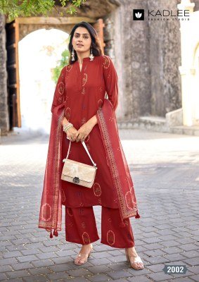 Kadlee Classy Look Rayon Printed Kurti Pant with Organza Printed Dupatta Set kurti pant with dupatta Catalogs