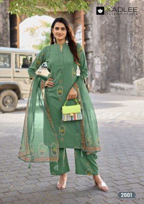 Kadlee Classy Look Rayon Printed Kurti Pant with Organza Printed Dupatta Set kurti pant with dupatta Catalogs