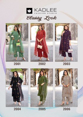 Kadlee Classy Look Rayon Printed Kurti Pant with Organza Printed Dupatta Set kurti pant with dupatta Catalogs