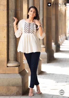 Kadlee Crystal Collection Rayon Wrinkle Thread And Handwork Tops Wholesale kurtis catalogs