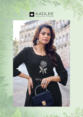 Kadlee Fashion Queen Heavy Rayon Thread & Handwork Kurti Pant Set kurtis catalogs