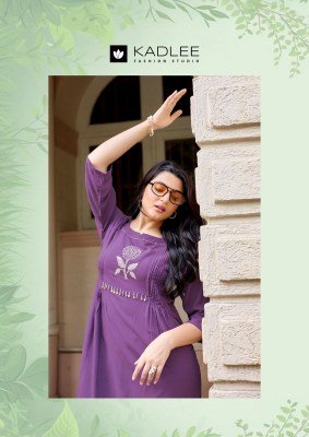 Kadlee Fashion Queen Heavy Rayon Thread & Handwork Kurti Pant Set kurtis catalogs