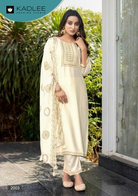 Kadlee Fitoor Hand And Threadwork Gajji Silk Top with Gajji Silk Bottom and Chinnon Print Dupatta Wholesale kurtis catalogs