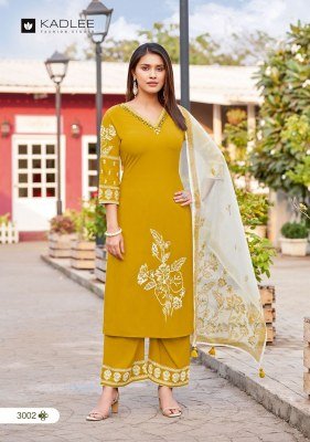 Kadlee Kamyaa Rayon Print Kurti And Bottom Set with Organza Print Dupatta Wholesale kurtis catalogs
