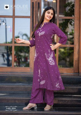 Kadlee Karnee Rayon Printed Top Bottom Set Collection kurtis catalogs