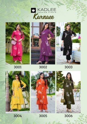 Kadlee Karnee Rayon Printed Top Bottom Set Collection kurtis catalogs