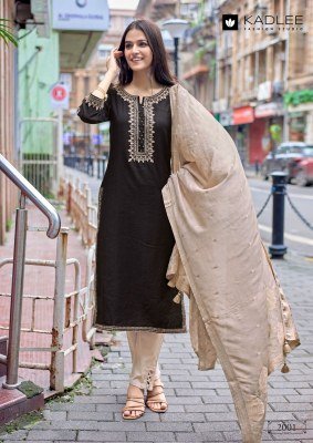 Kadlee Khanak Vol 6 Viscose Weaving Kurti with Hand And Threadwork Cotton Lycra Bottom and Pure Muslin Jacquard Dupatta kurti pant with dupatta Catalogs