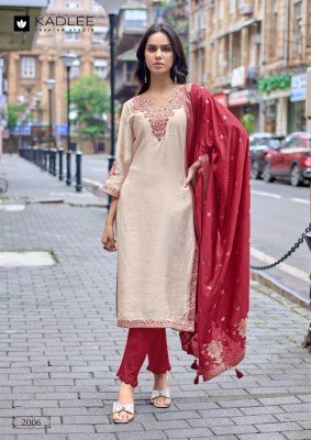 Kadlee Khanak Vol 6 Viscose Weaving Kurti with Hand And Threadwork Cotton Lycra Bottom and Pure Muslin Jacquard Dupatta kurti pant with dupatta Catalogs