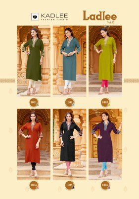 Kadlee Ladlee Vol 2 Heavy Rayon Kurtis with Thread And Handwork kurtis catalogs