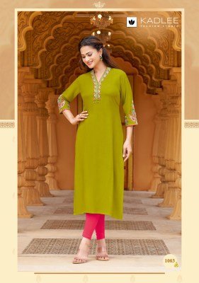 Kadlee Ladlee Vol 2 Heavy Rayon Kurti with Thread & Handwork (S–3XL) kurtis catalogs