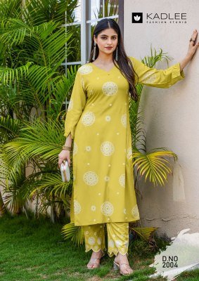 Kadlee Majestica Collection  Rayon Printed Kurti Pant Set 