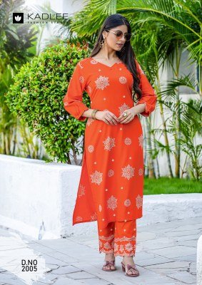 Kadlee Majestica Collection  Rayon Printed Kurti Pant Set kurtis catalogs