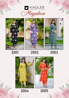 Kadlee Majestica Collection  Rayon Printed Kurti Pant Set kurtis catalogs