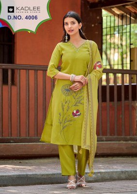 Kadlee Raahi Roman Silk Readymade Suit with Chanderi Dupatta kurti pant with dupatta Catalogs