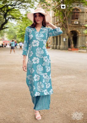 Kadlee Rangoli Vol 3 Design 6 Rayon Print Kurti Pant Set kurtis catalogs