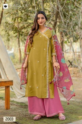 Kadlee Ranisha Designer Set Top Premium Viscose Weaving with Hand And Threadwork Viscose Silk Bottom And Printed Organza Dupatta Wholesale kurtis catalogs