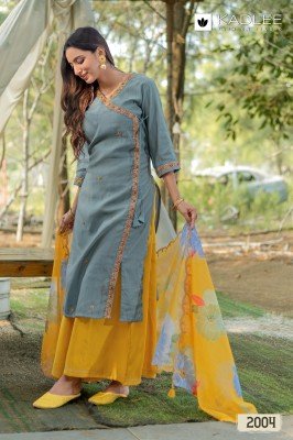 Kadlee Ranisha Designer Set Top Premium Viscose Weaving with Hand And Threadwork Viscose Silk Bottom And Printed Organza Dupatta Wholesale kurtis catalogs