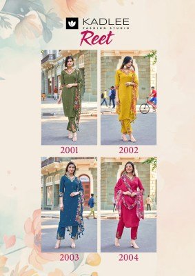 Kadlee Reet Collection Mull Chanderi Suits with Organza Dupatta readymade suit catalogs