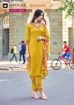Kadlee Reet Collection Mull Chanderi Suits with Organza Dupatta readymade suit catalogs