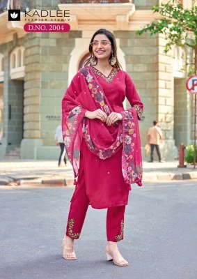 Kadlee Reet Collection Mull Chanderi Suits with Organza Dupatta readymade suit catalogs