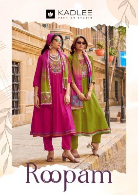 Kadlee Roopam Mull Chanderi Kurti Pant Set with Dupatta (S–3XL) wholesale catalogs
