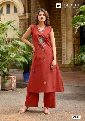 Kadlee Rose Petal Dhabu Cotton Kurti Pant Set with Khatli Work (S–3XL) kurtis catalogs