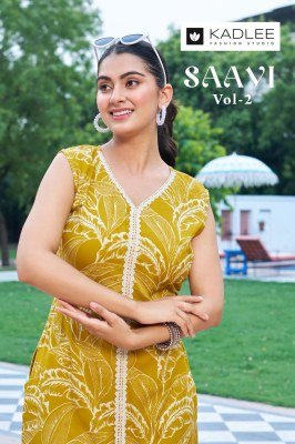 Kadlee Saavi Vol 2 Rayon Print Readymade Kurti Pant Set co ord set catalogs