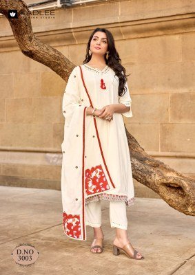 Kadlee SaiRaa Designer Pure Muslin Suit Set with Thread & Handwork and Chanderi Dupatta readymade suit catalogs