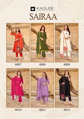 Kadlee SaiRaa Designer Pure Muslin Suit Set with Thread & Handwork and Chanderi Dupatta readymade suit catalogs