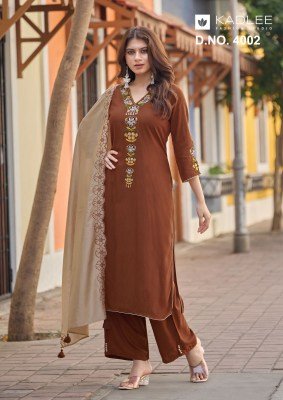 Kadlee Sangini Rayon Weaving Kurti Pant with Chanderi Dupatta Fancy Palazzo suit catalogue