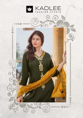 Kadlee Sangini Rayon Weaving Kurti Pant with Chanderi Dupatta Fancy Palazzo suit catalogue