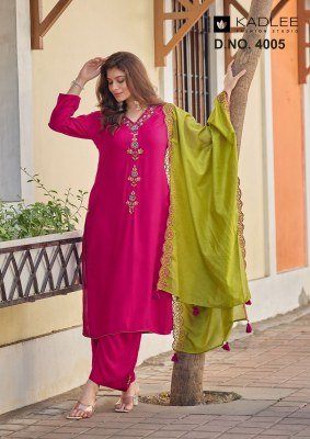 Kadlee Sangini Rayon Weaving Kurti Pant with Chanderi Dupatta Fancy Palazzo suit catalogue