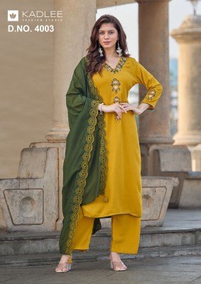 Kadlee Sangini Rayon Weaving Thread & Handwork Kurti Pant with Chanderi Dupatta Set kurti pant with dupatta Catalogs