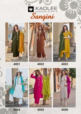 Kadlee Sangini Rayon Weaving Thread & Handwork Kurti Pant with Chanderi Dupatta Set kurti pant with dupatta Catalogs