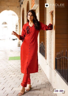 Kadlee Silver Stone Design 6  Heavy Rayon Top with Thread And Handwork Heavy Rayon Bottom Set Wholesale kurtis catalogs
