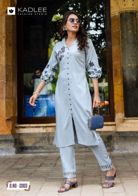 Kadlee Silver Stone Design 6  Heavy Rayon Top with Thread And Handwork Heavy Rayon Bottom Set Wholesale kurtis catalogs