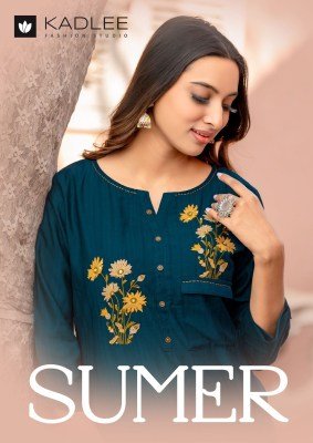 Kadlee Sumer Heavy Rayon Hand Embroidered Threadwork Designer Top Wholesale kurtis catalogs