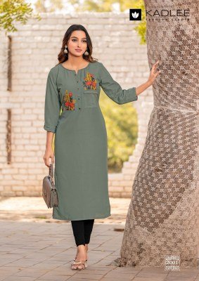 Kadlee Sumer Heavy Rayon Hand Embroidered Threadwork Designer Top Wholesale kurtis catalogs