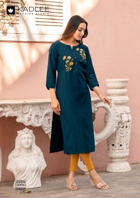 Kadlee Sumer Heavy Rayon Hand Embroidered Threadwork Designer Top Wholesale kurtis catalogs